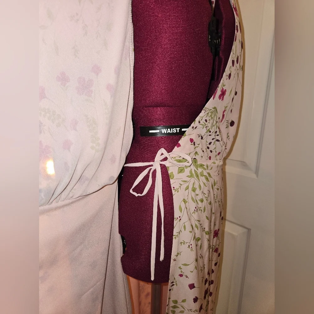 Joie Long Sleeve Pink Lilac Floral Print Wrap Maxi Dress Small - Picture 9 of 11